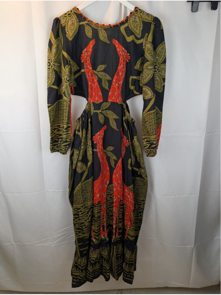 Connor & Blake Black & Olive Floral Maxi Dress Size S Bnwot